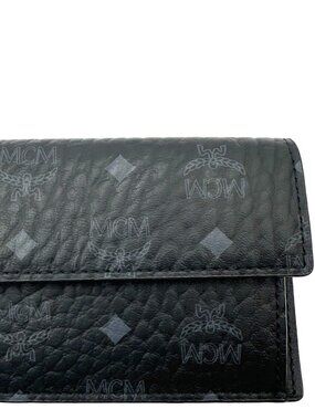 MCM  Aren Visetos Coated Canvas Card Holder Black